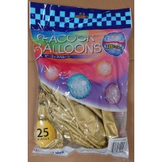 P18GLD - 25 ct Gold Peacock Balloons